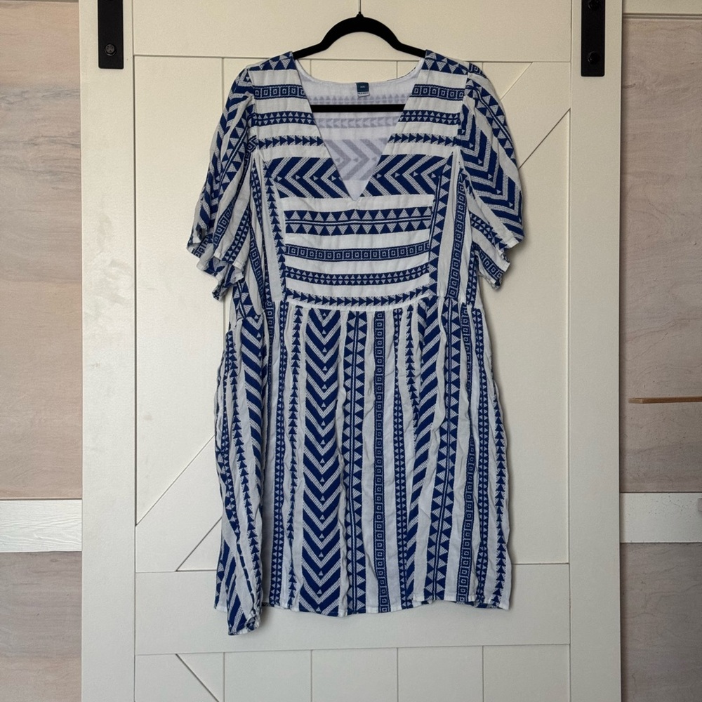 Blue and White Patterned Dress